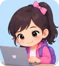 Maskot memakai laptop